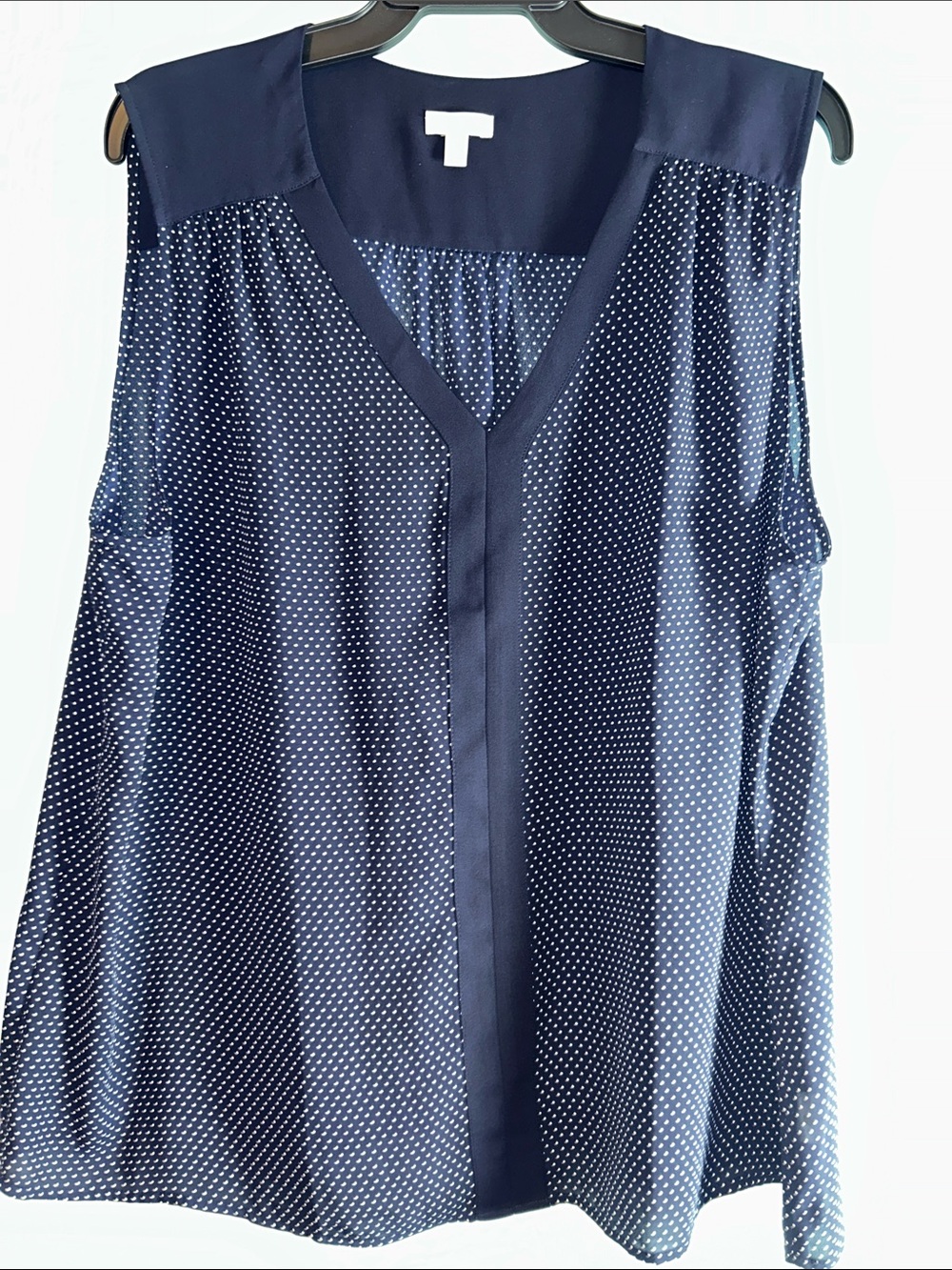 Talbots Navy and White Polka Dot Sleeveless V-Neck Camisole